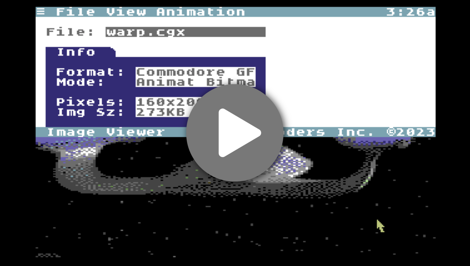 Animation sequence of Enterprise going to warp in Commodore Grafix format.